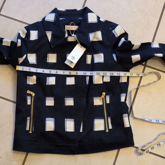 NWT Tory Burch Jacket Navy Blue And White Size 2 - Picture 7 of 13